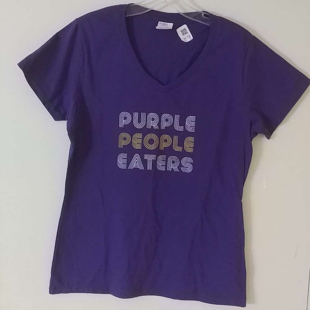 Purple People Eaters V-Neck Tee M NWOT